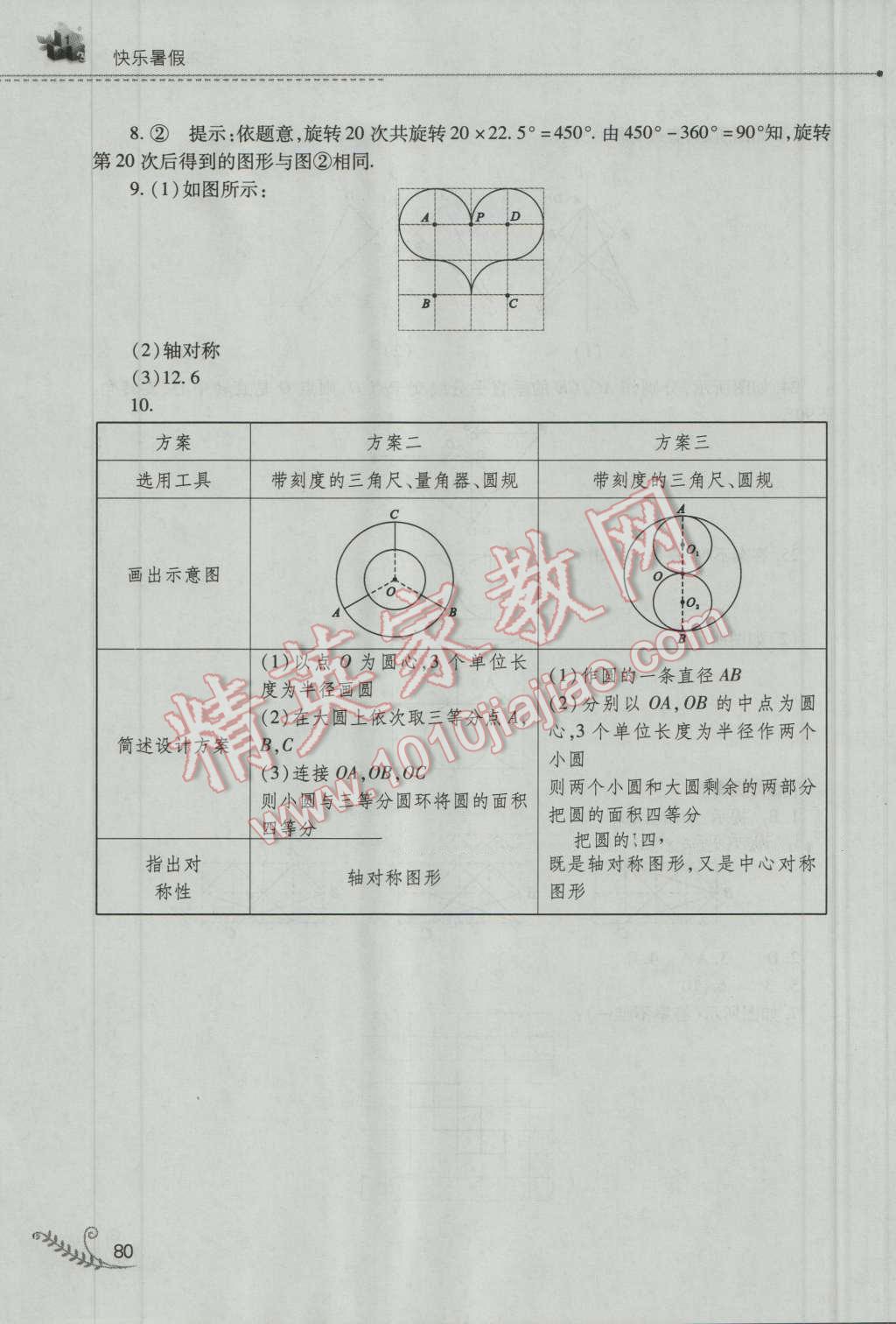 2016年快乐暑假七年级数学华师大版山西教育出版社 参考答案第24页