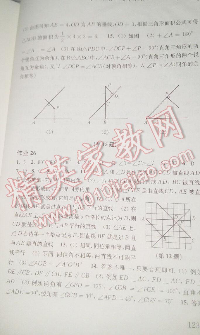 2015年数学暑假作业七年级沪科版上海科学技术出版社 第52页