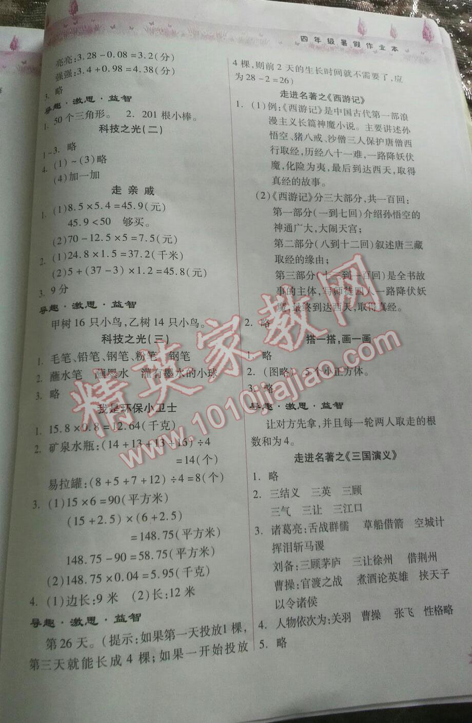 2016年暑假作業(yè)本小學(xué)四年級(jí)語(yǔ)文人教版數(shù)學(xué)北師大版希望出版社 第13頁(yè)