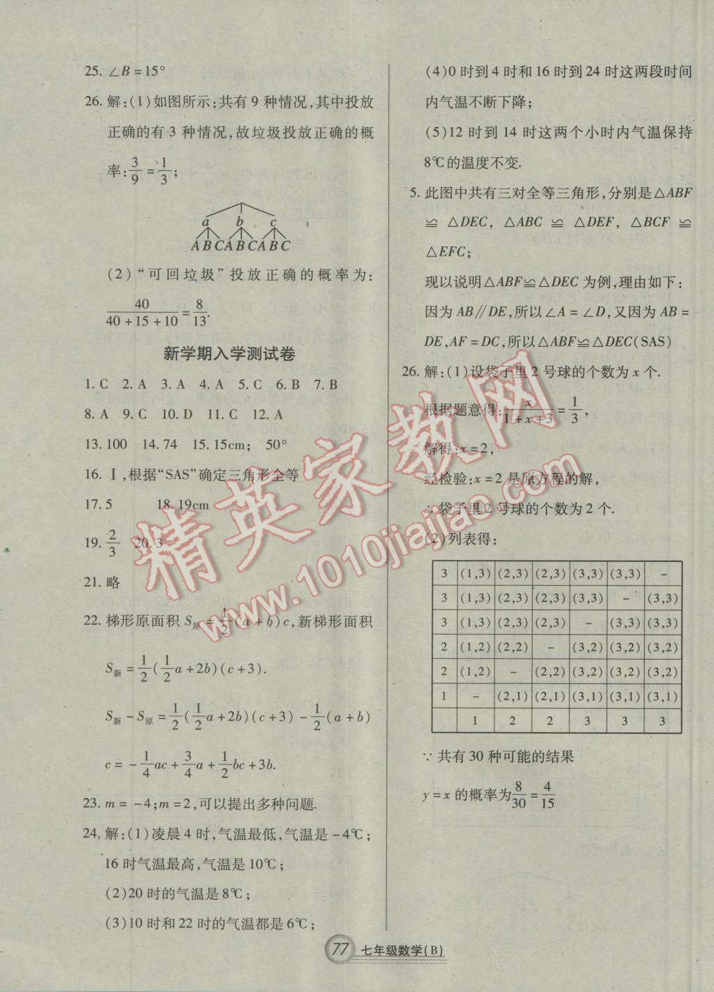 2016年復習大本營期末假期復習一本通期末加暑假七年級數(shù)學 第11頁