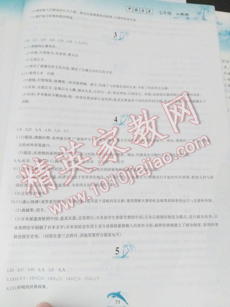 2016年暑假作业七年级中国历史人教版黄山书社 第29页