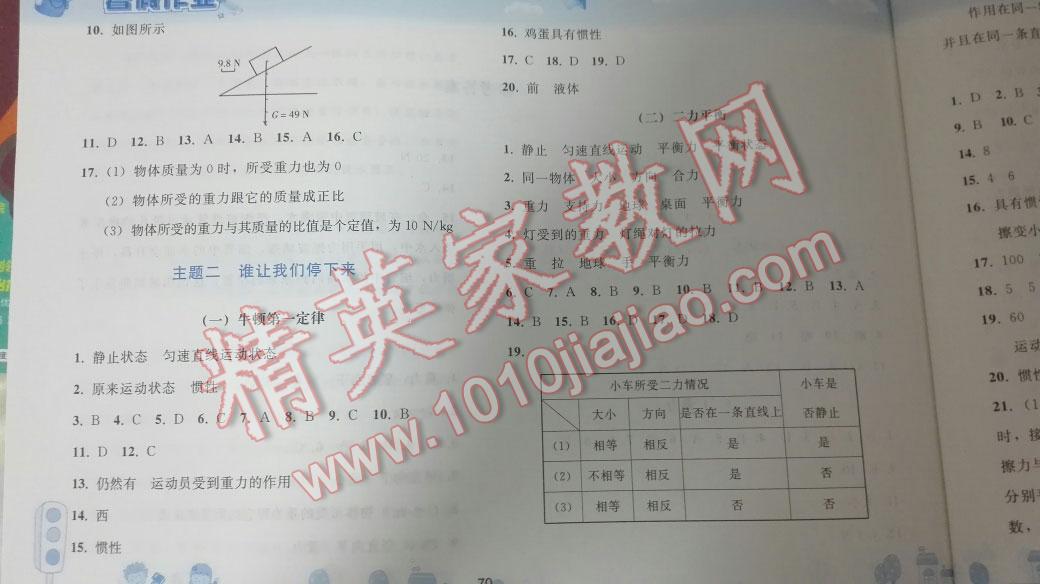 2016年暑假作业八年级物理人教版人民教育出版社 第10页