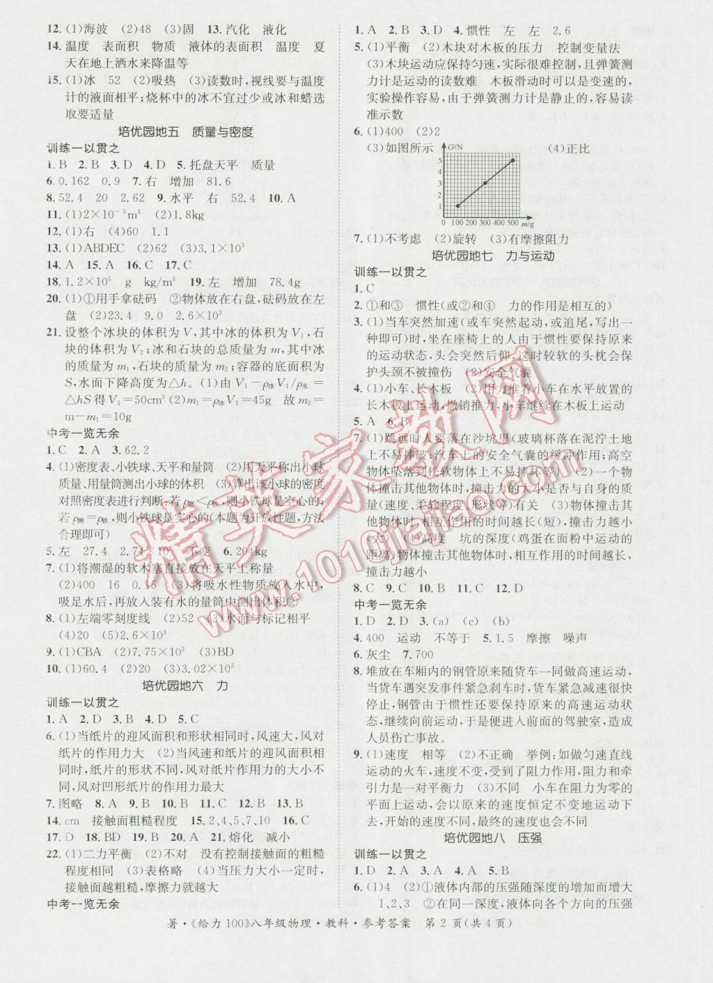 2016年新浪书业学年总复习给力100暑八年级物理教科版 第2页