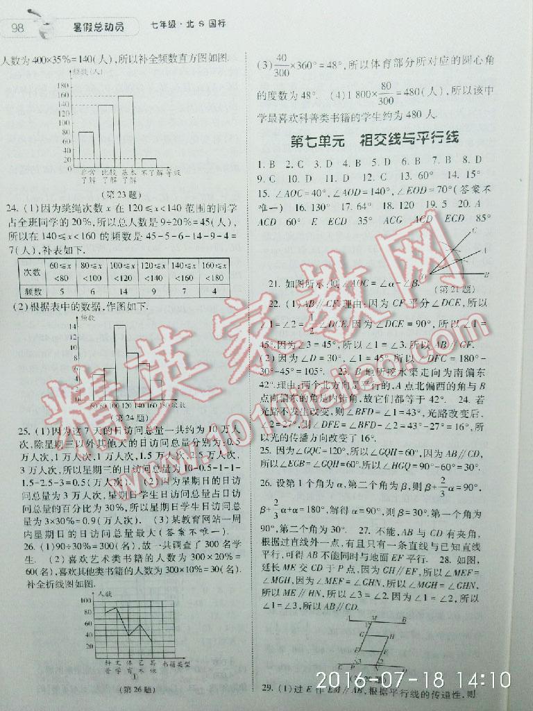 2016年暑假总动员七升八年级数学人教版宁夏人民教育出版社 第20页