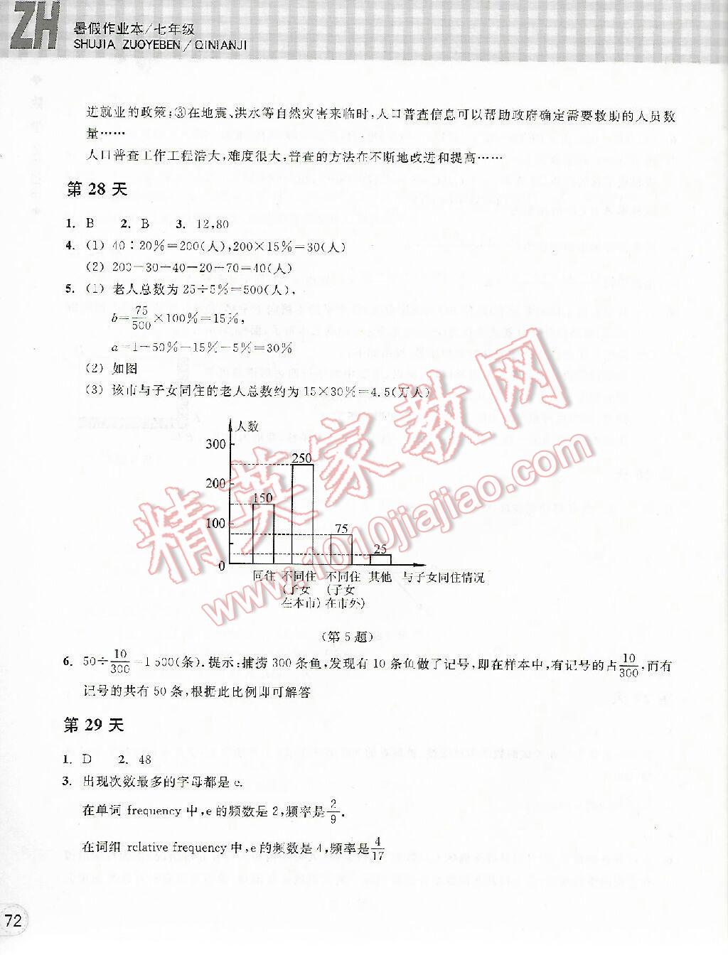 2016年暑假作业本七年级数学浙教版浙江教育出版社 第60页