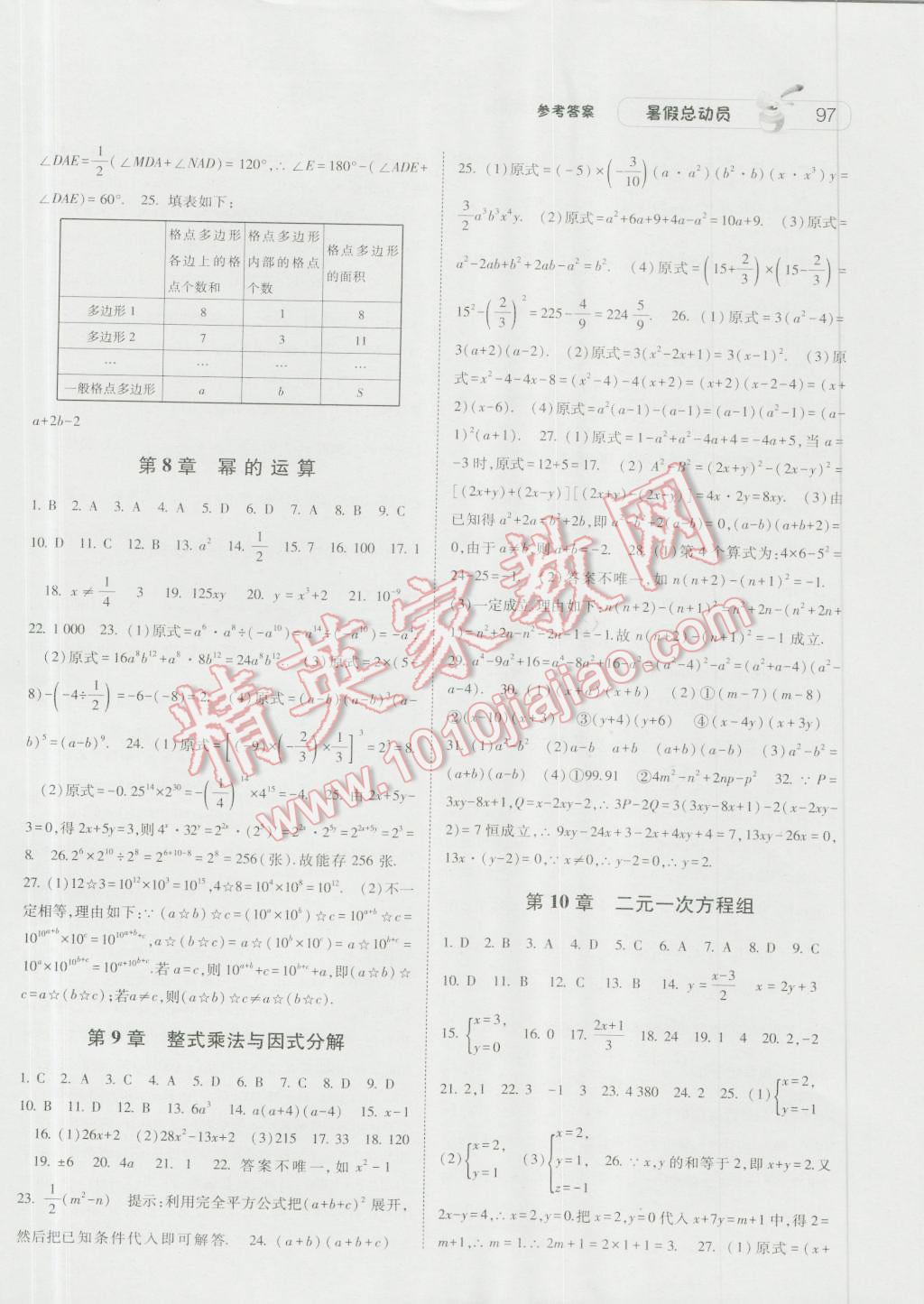 2016年暑假总动员7年级升8年级数学江苏版宁夏人民教育出版社 第5页