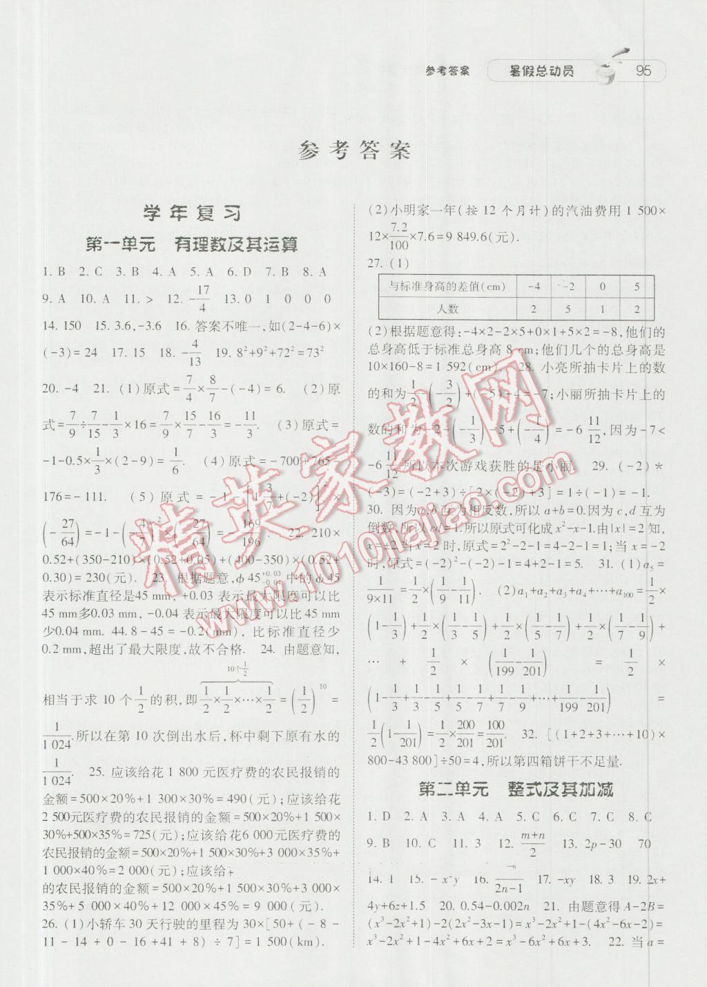 2016年暑假总动员7年级升8年级数学北师大版宁夏人民教育出版社 第1页