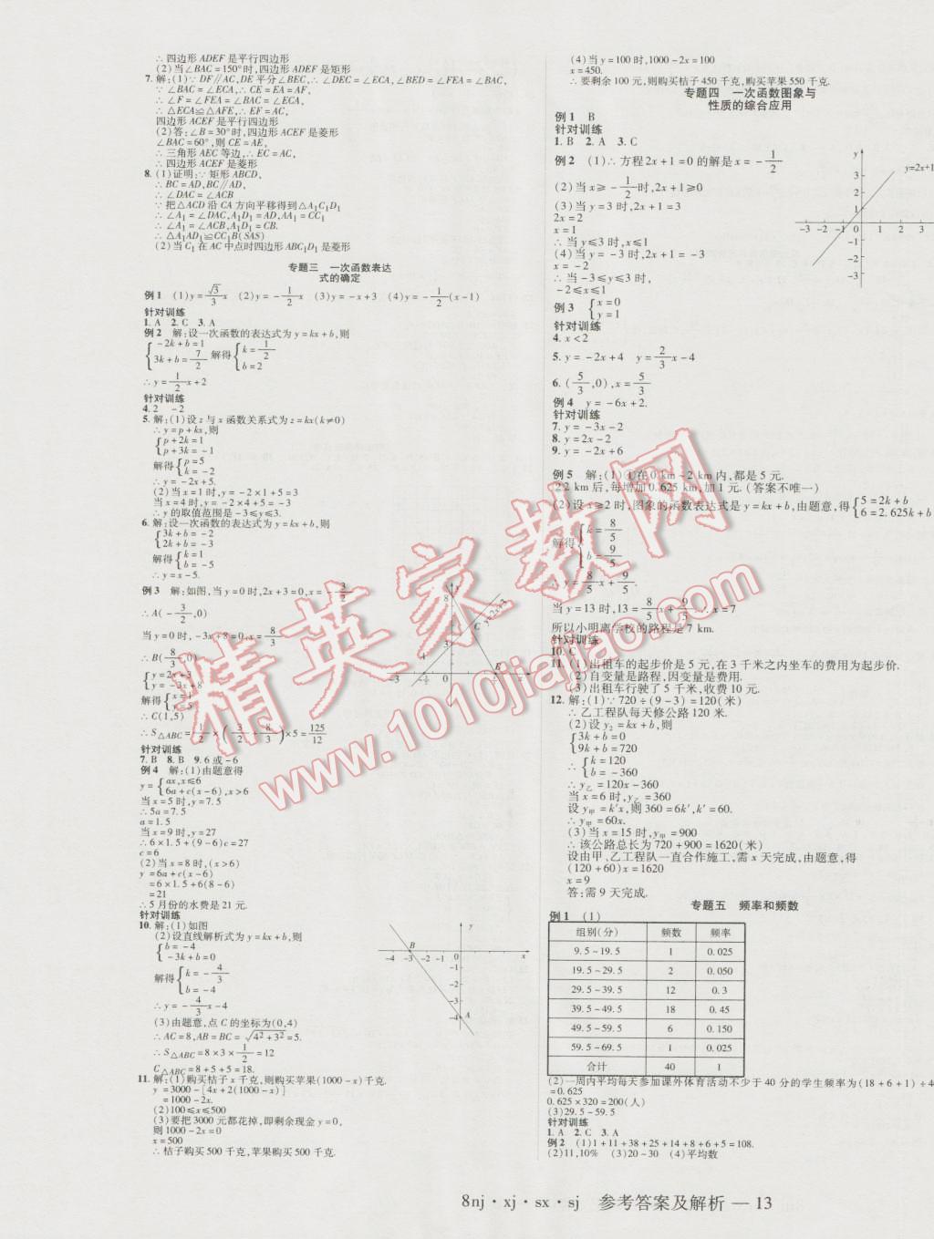 2016年金象教育U計劃學期系統(tǒng)復習暑假作業(yè)八年級數(shù)學湘教版 參考答案第13頁