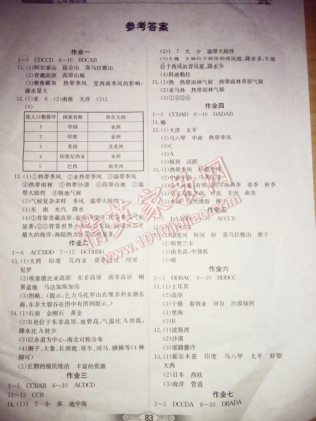 2016年系统集成暑假生活七年级文科综合 第7页