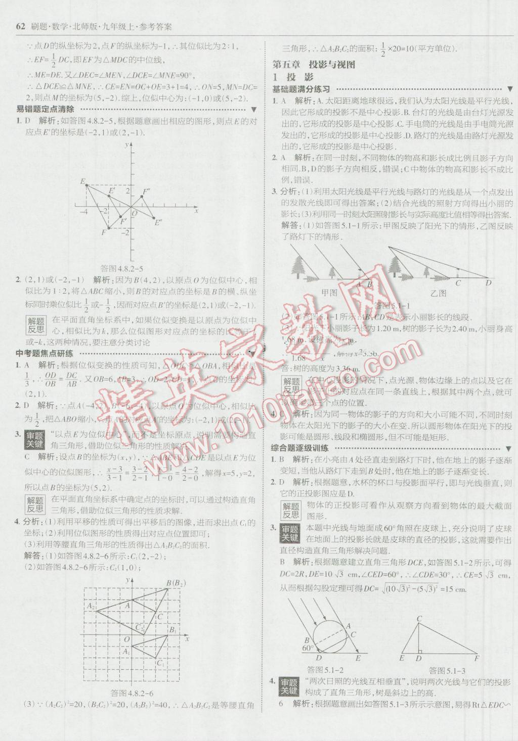 2016年北大绿卡刷题九年级数学上册北师大版 参考答案第29页