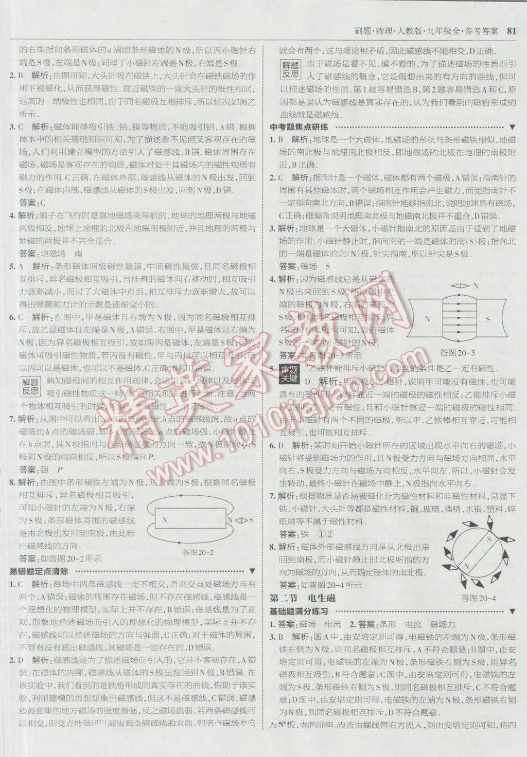 2016年北大绿卡刷题九年级物理全一册人教版 参考答案第32页