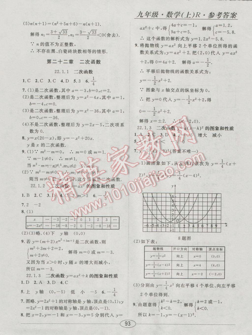 2016年中考考什么高效課堂導(dǎo)學(xué)案九年級數(shù)學(xué)上冊 隨堂10分鐘答案第3頁