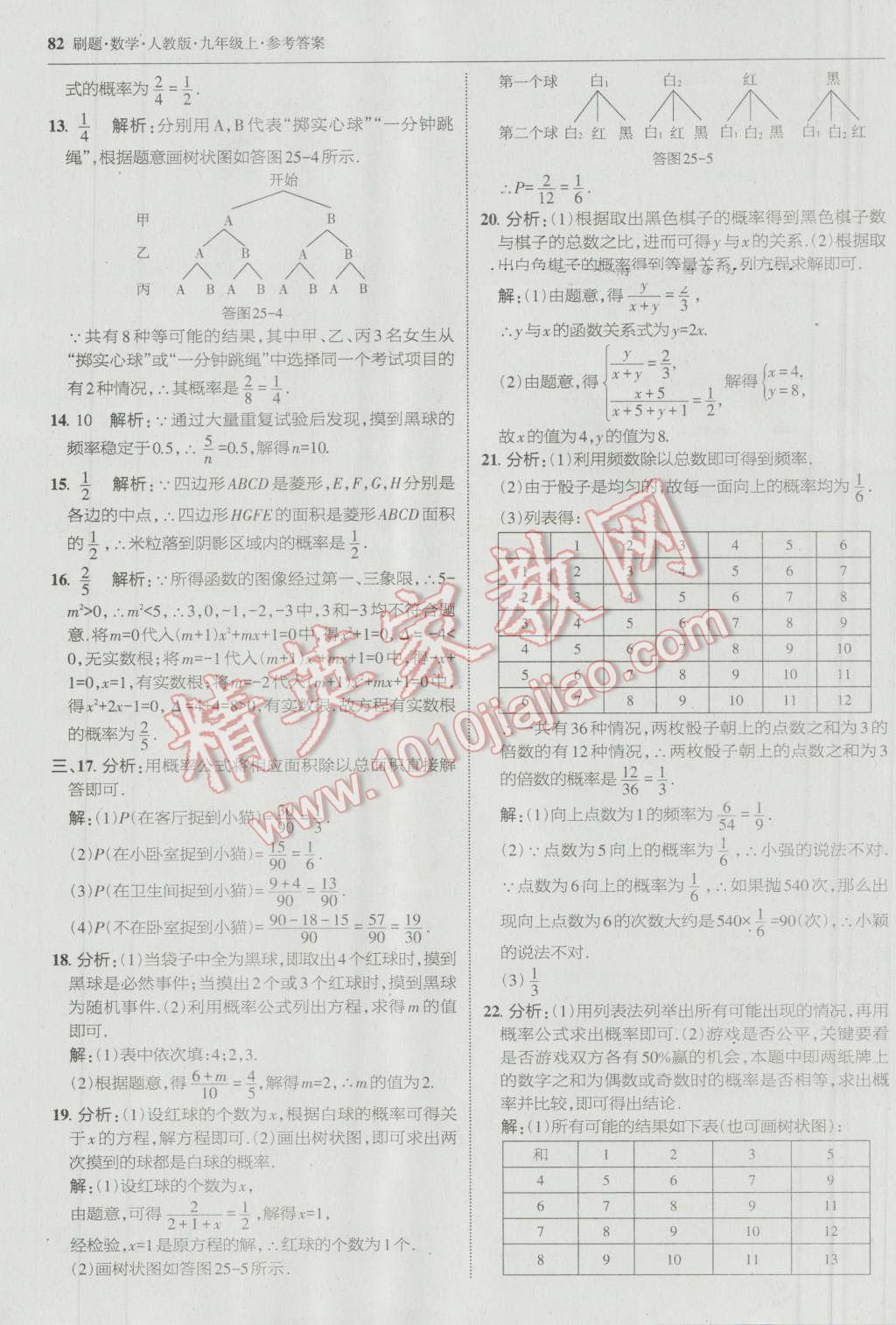 2016年北大绿卡刷题九年级数学上册人教版 参考答案第53页