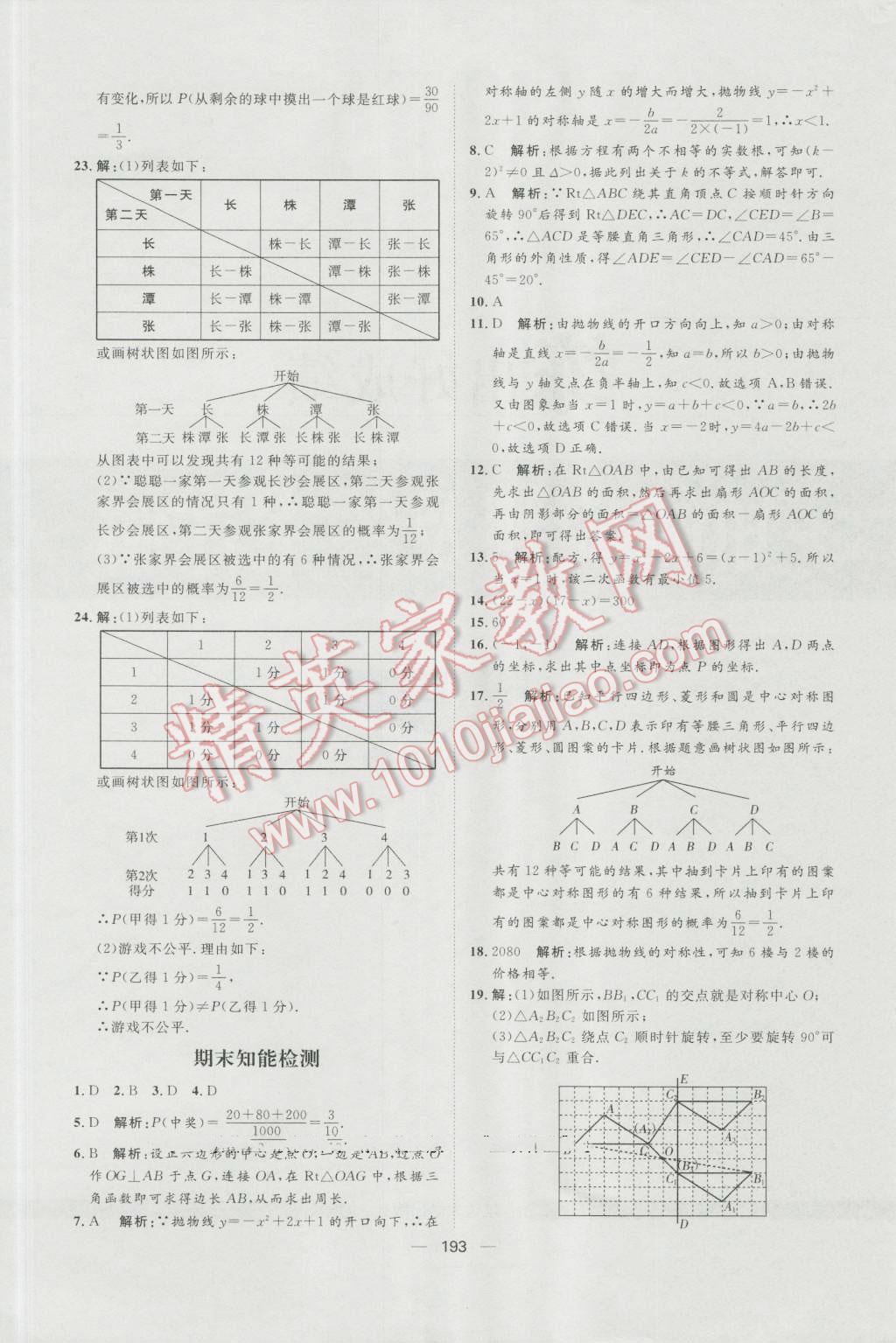 2016年練出好成績(jī)九年級(jí)數(shù)學(xué)上冊(cè)人教版 參考答案第49頁