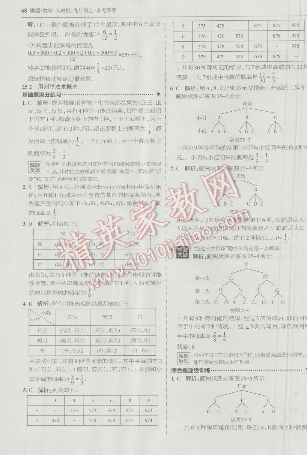 2016年北大绿卡刷题九年级数学上册人教版 参考答案第39页