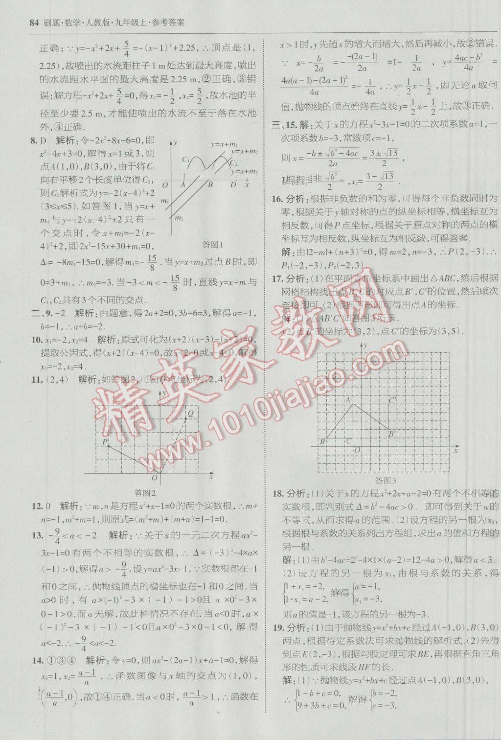 2016年北大綠卡刷題九年級(jí)數(shù)學(xué)上冊(cè)人教版 參考答案第55頁(yè)