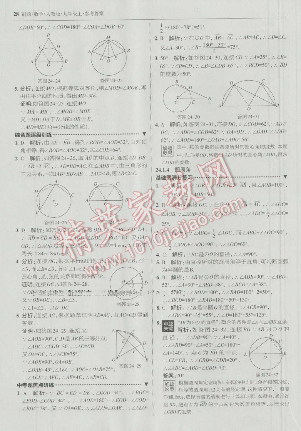 2016年北大綠卡刷題九年級數(shù)學(xué)上冊人教版 參考答案第27頁