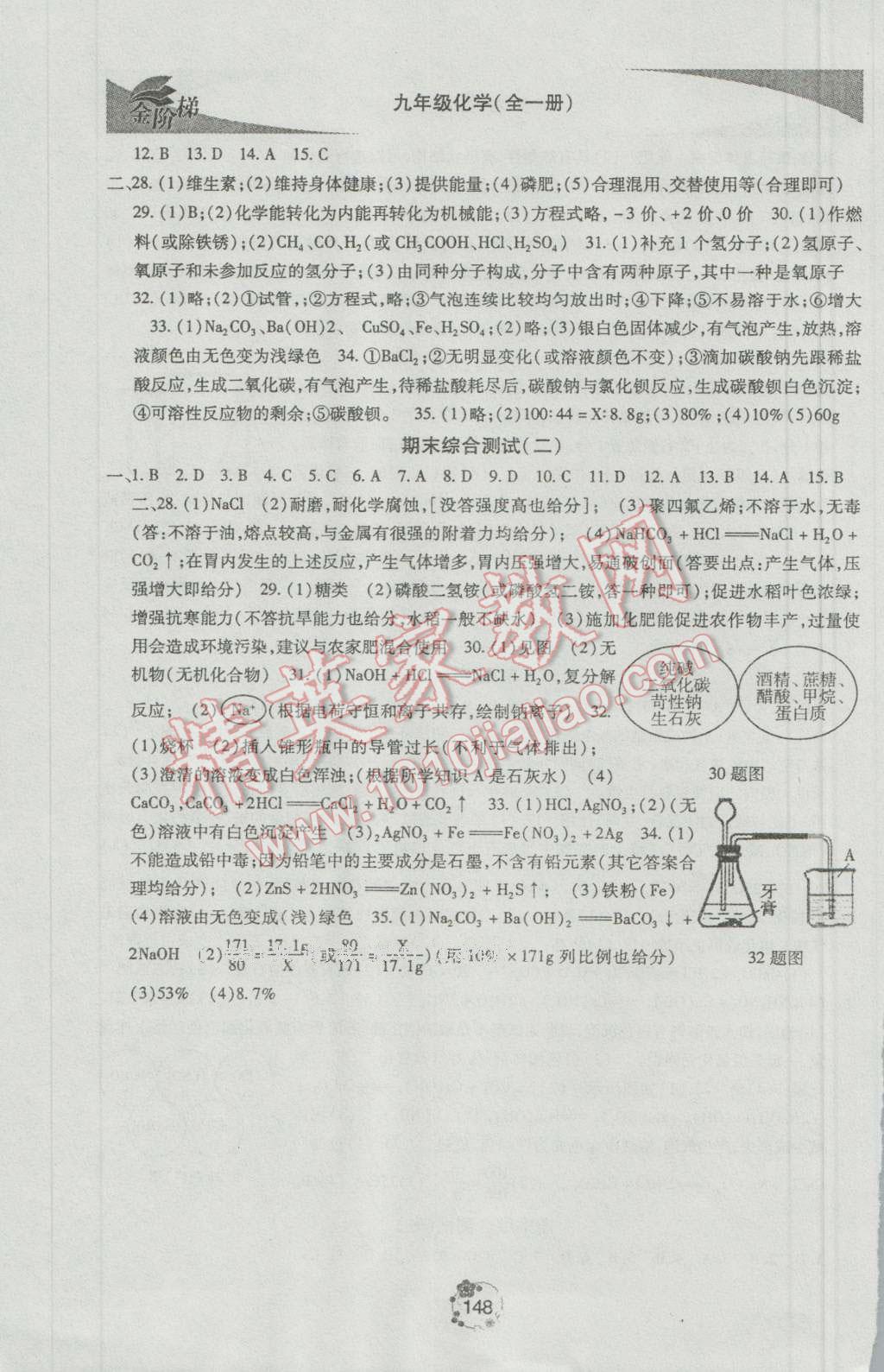 2016年金階梯課課練單元測九年級化學全一冊 參考答案第18頁