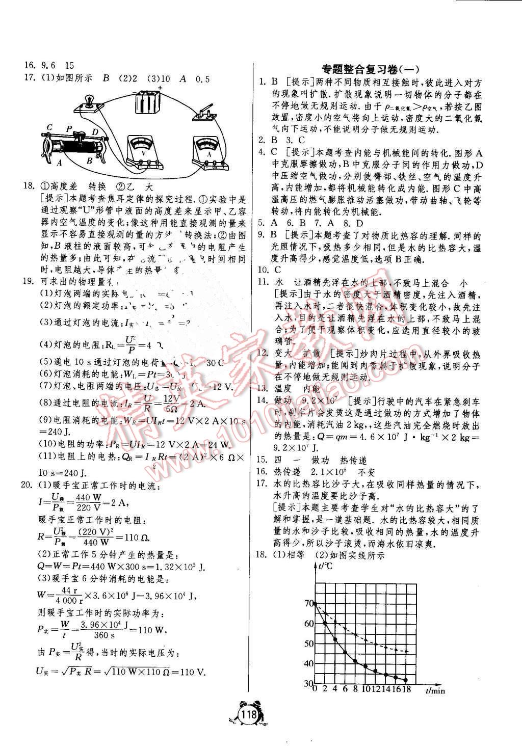 2016年單元雙測(cè)全程提優(yōu)測(cè)評(píng)卷九年級(jí)物理上冊(cè)人教版 參考答案第14頁(yè)