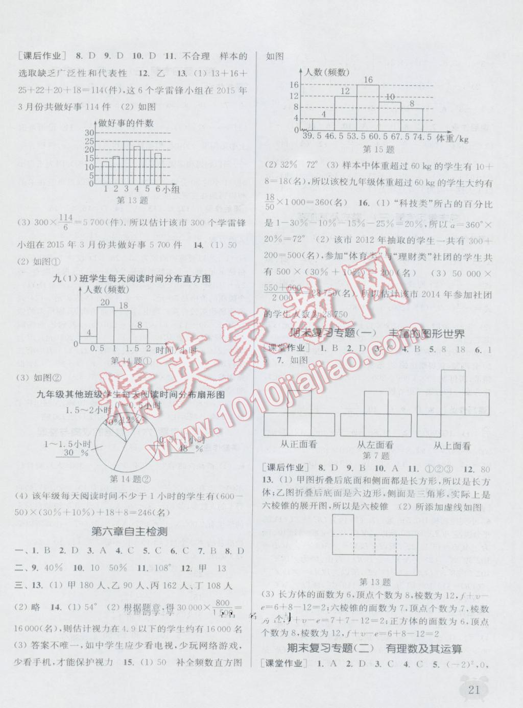 2016年通城学典课时作业本七年级数学上册北师大版 参考答案第20页