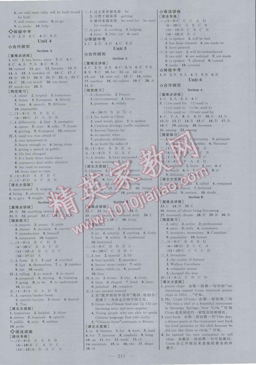 2016年細(xì)解巧練九年級(jí)英語(yǔ)全一冊(cè)人教版 參考答案第2頁(yè)