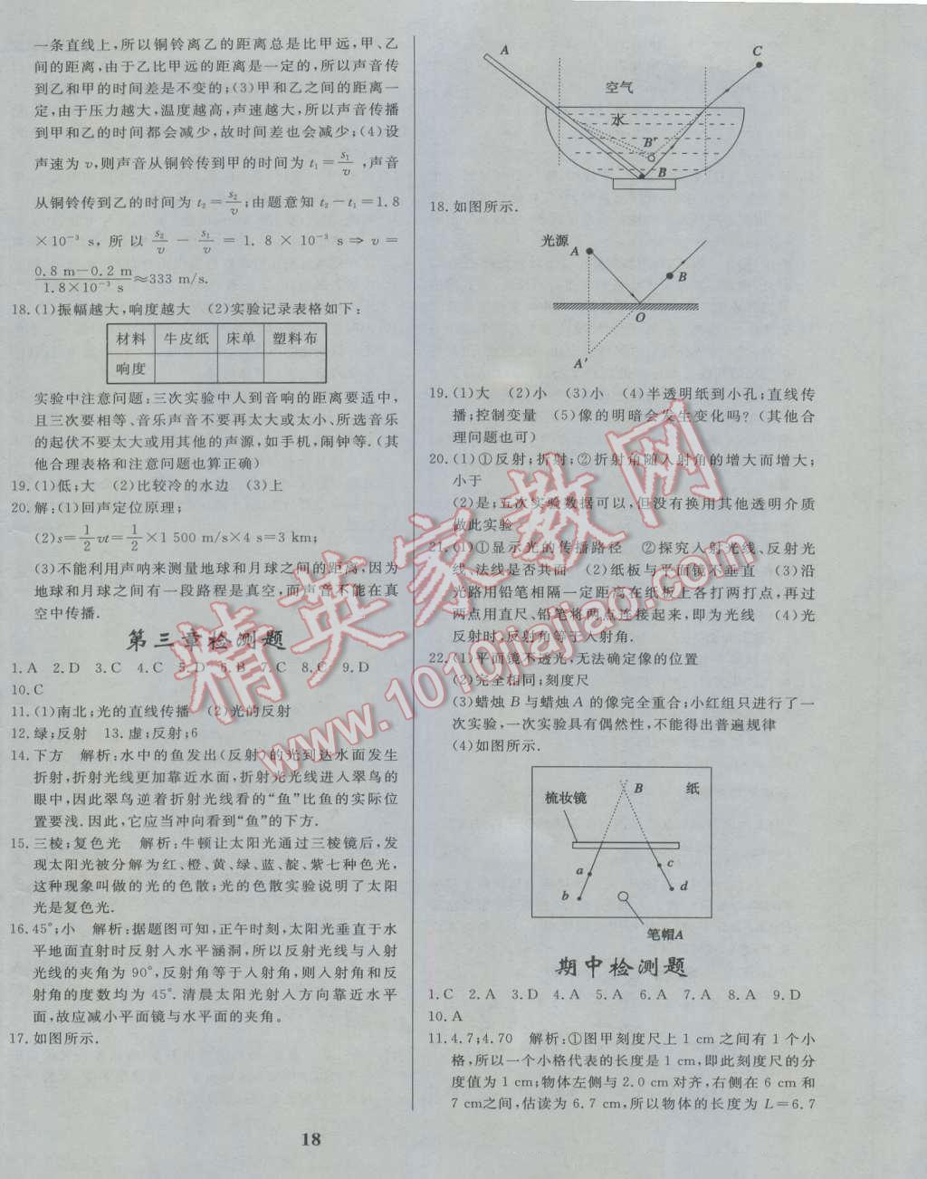 2016年正大圖書練測考八年級物理上冊魯科版 參考答案第18頁