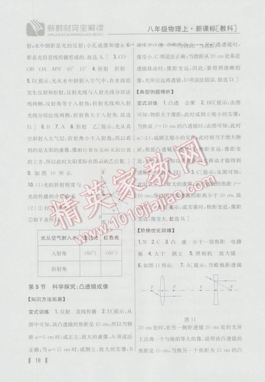 2016年新教材完全解读八年级物理上册教科版 参考答案第11页