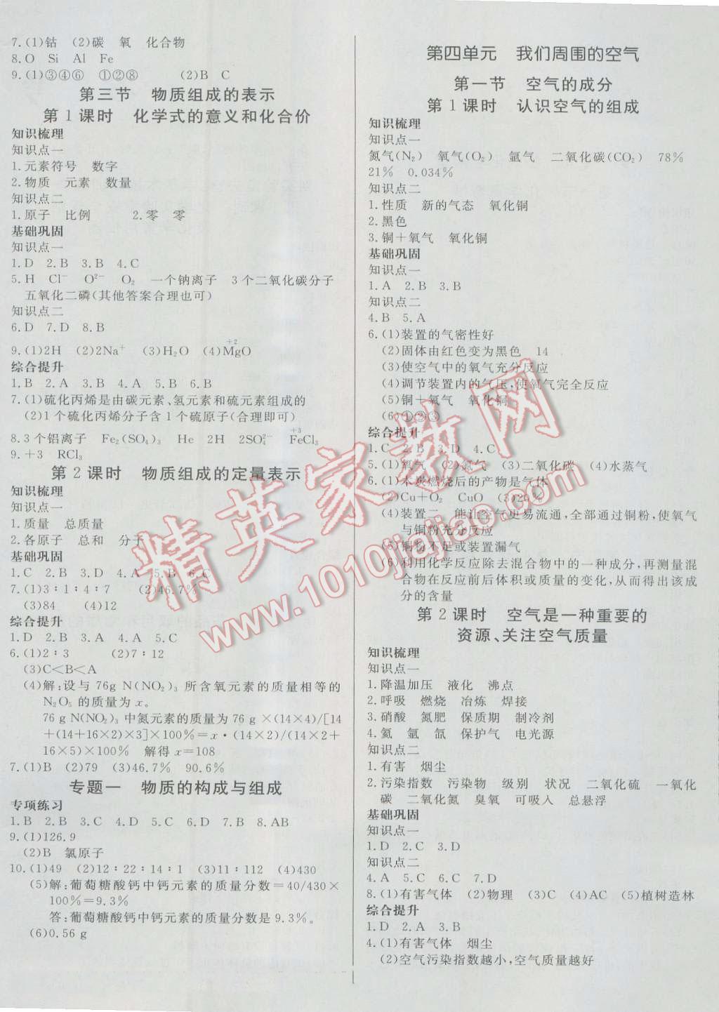 2016年正大圖書練測(cè)考八年級(jí)化學(xué)全一冊(cè)魯教版 參考答案第4頁(yè)