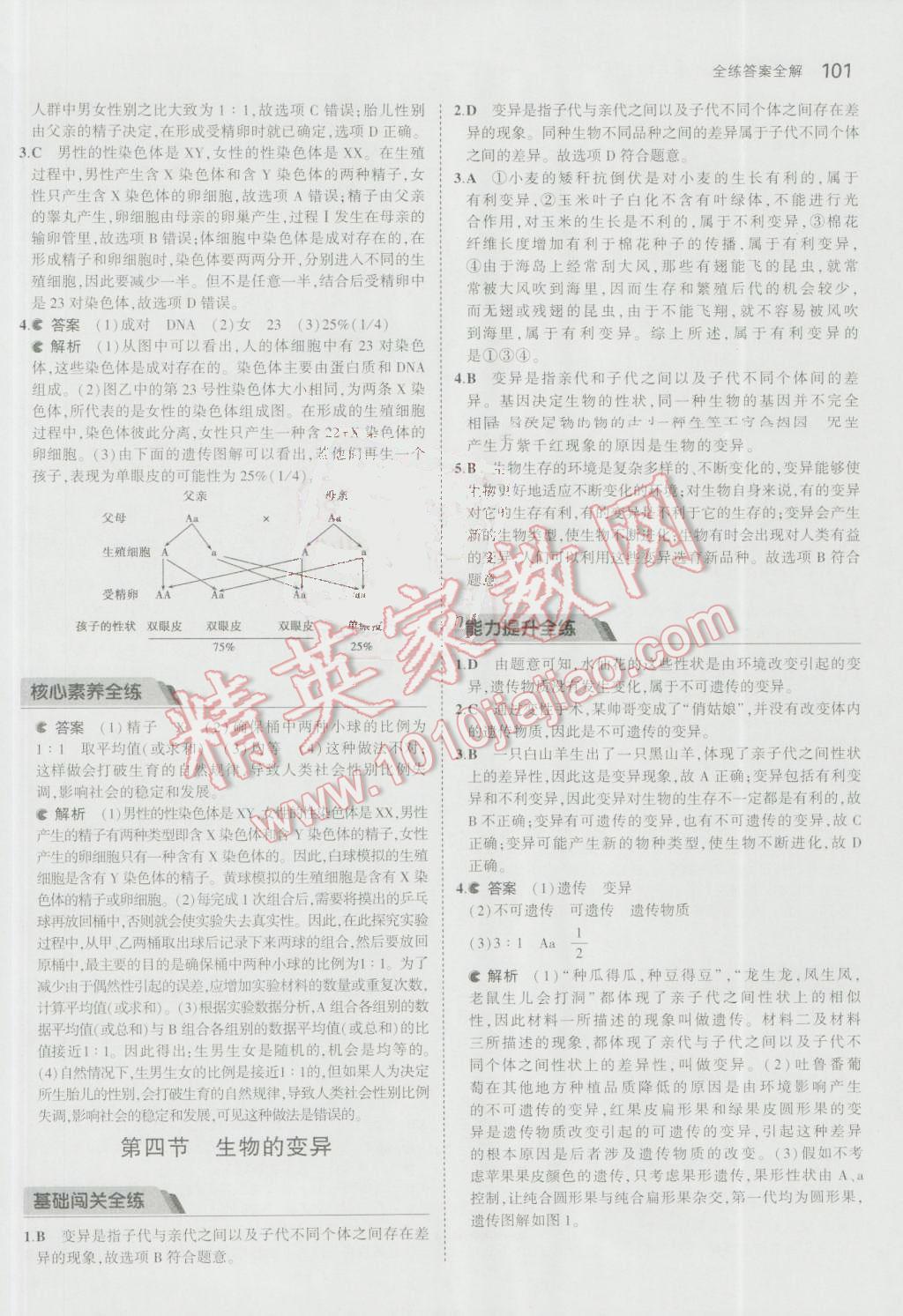 2016年5年中考3年模擬初中生物八年級(jí)上冊(cè)濟(jì)南版 參考答案第27頁(yè)