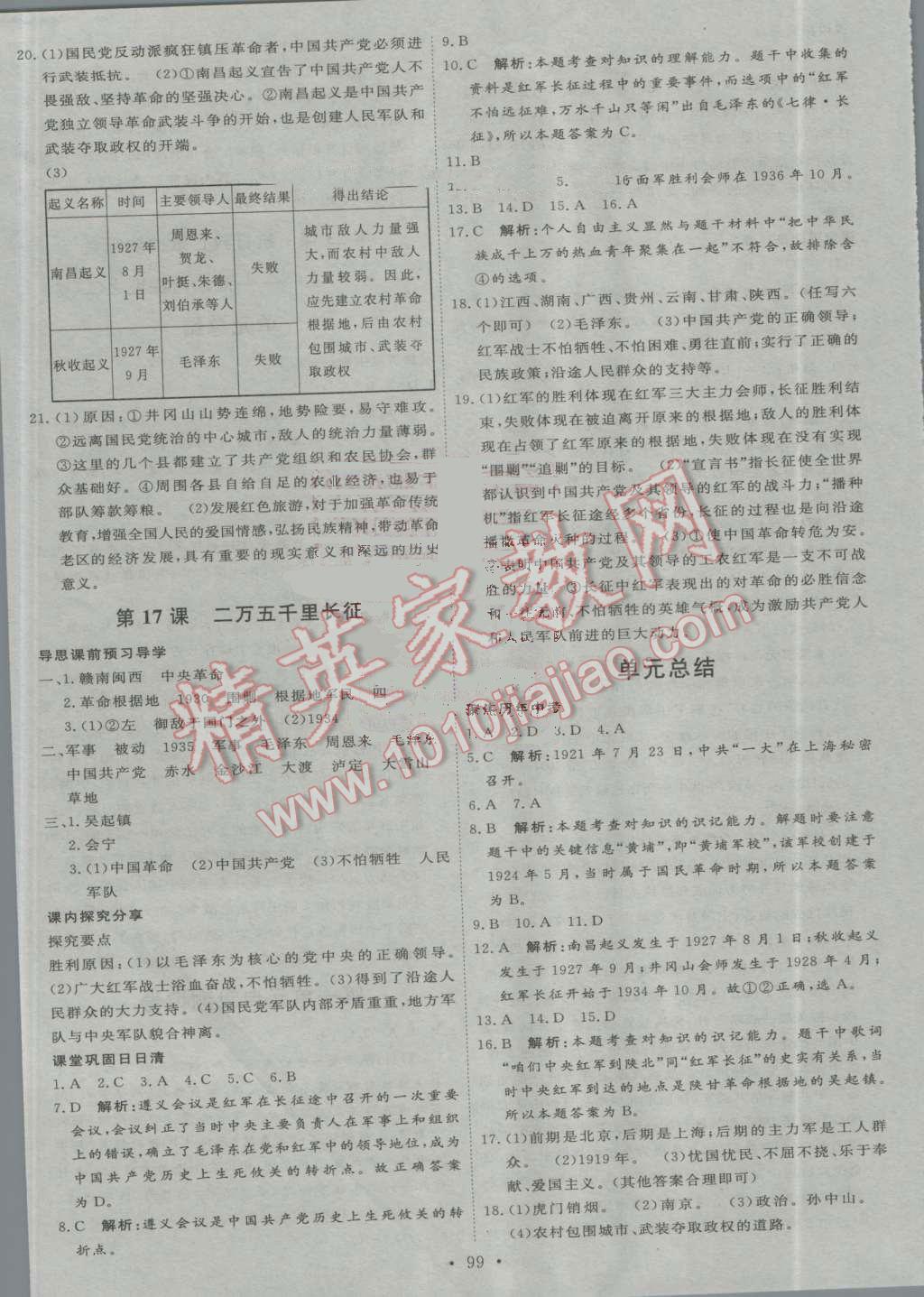 2016年優(yōu)加學(xué)案課時(shí)通八年級(jí)歷史上冊(cè)N1版 參考答案第9頁