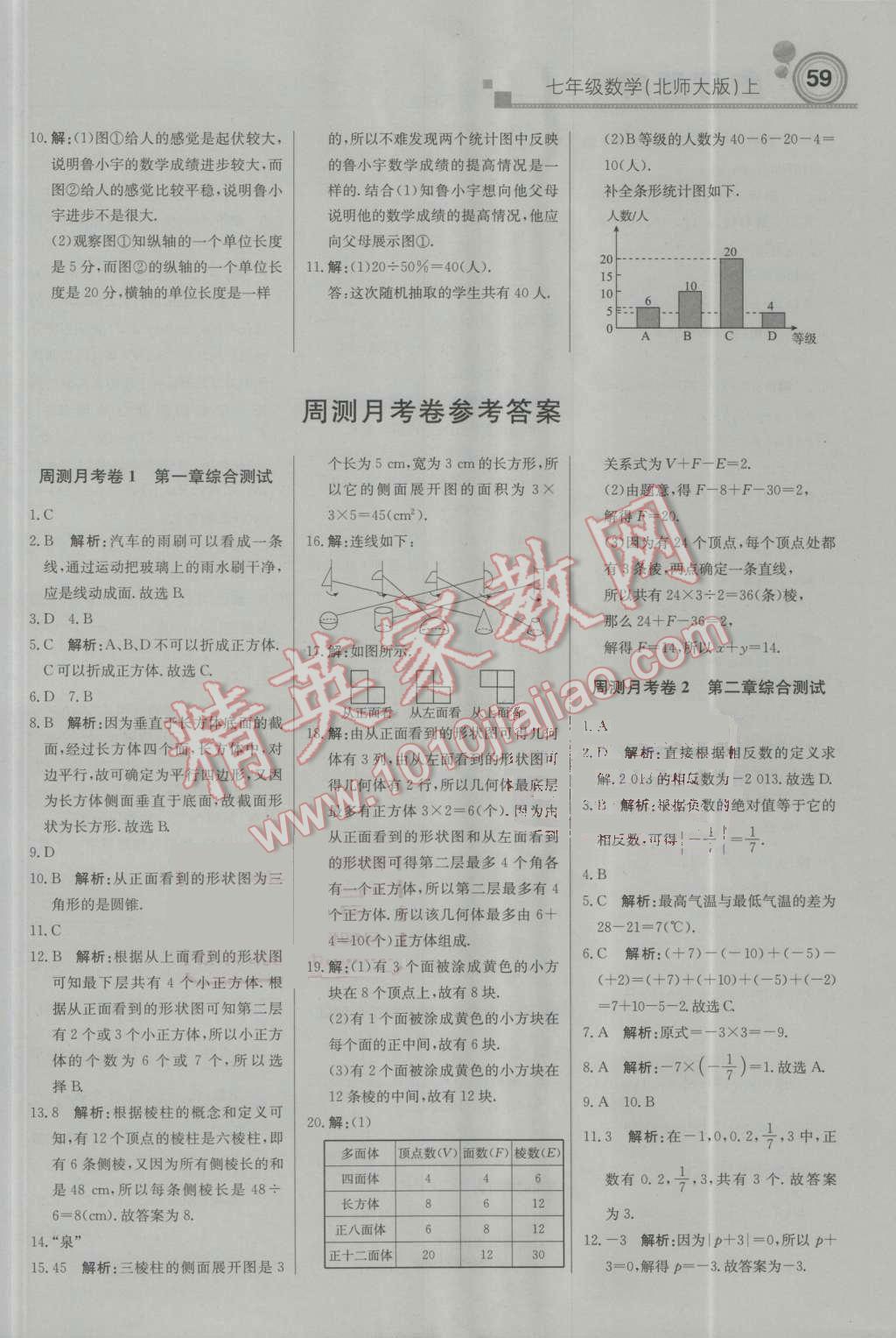 2016年轻巧夺冠周测月考直通中考七年级数学上册北师大版 参考答案第13页