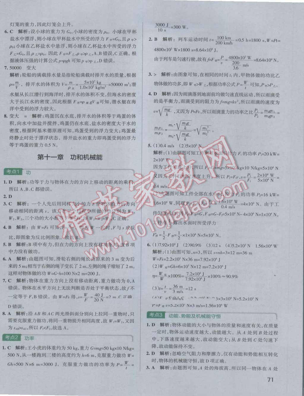 2016年學(xué)霸錯題筆記初中物理 參考答案第11頁