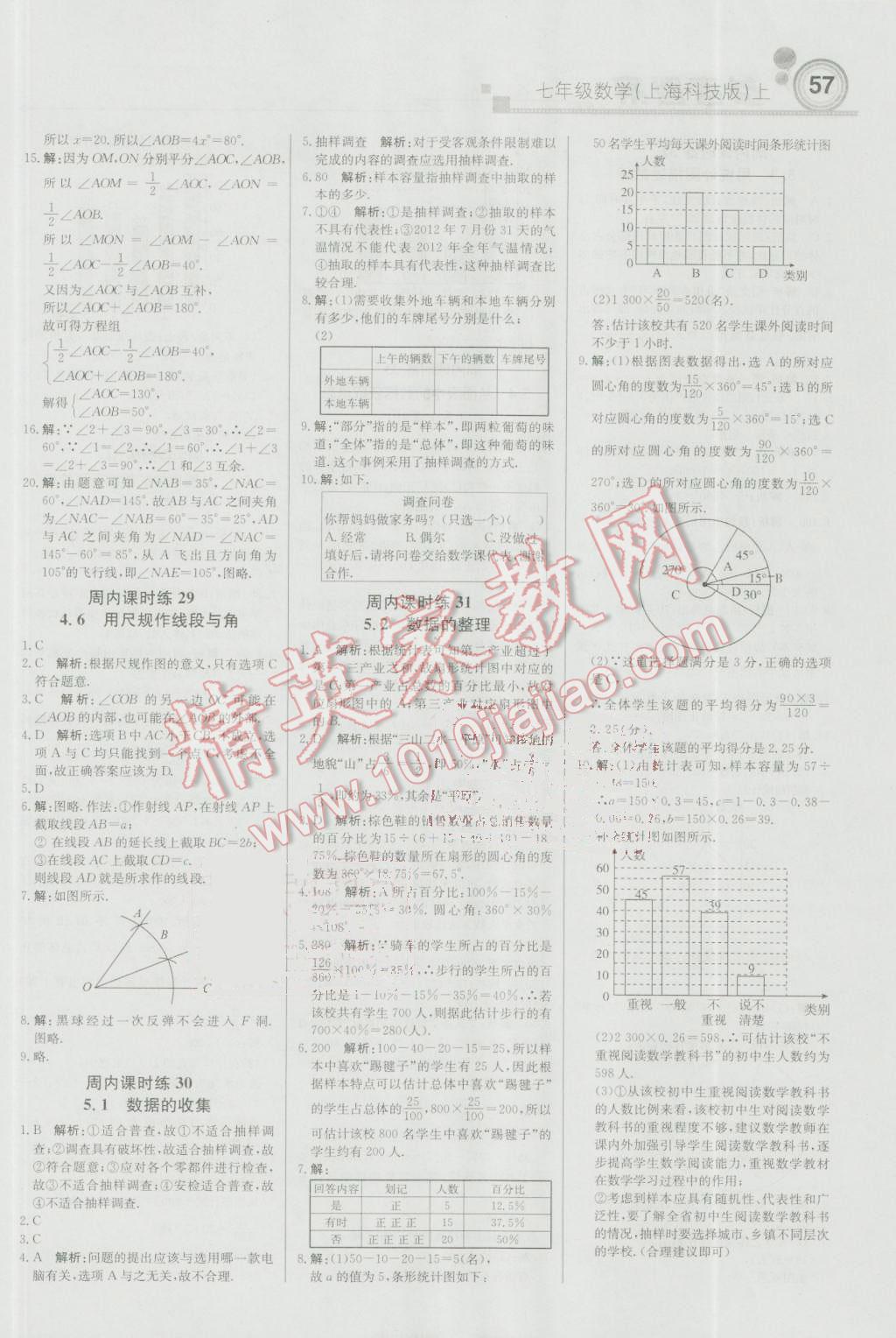 2016年輕巧奪冠周測月考直通中考七年級數(shù)學上冊上?？萍及?nbsp;參考答案第9頁