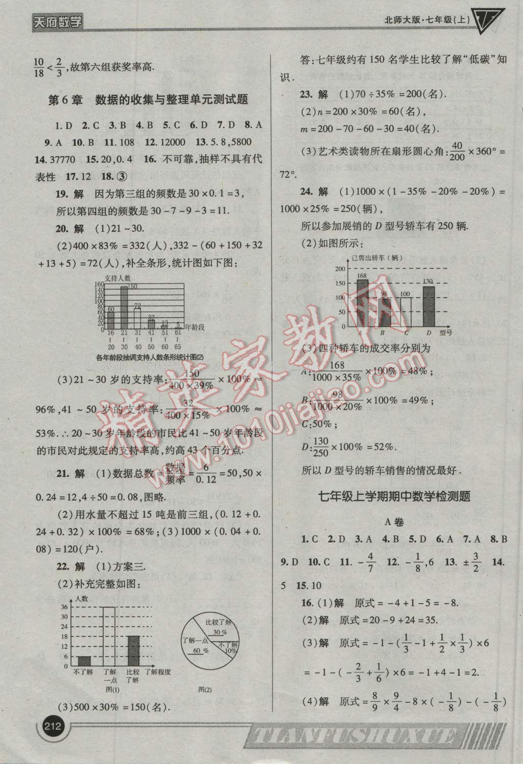 2016年天府?dāng)?shù)學(xué)七年級數(shù)學(xué)上冊北師大版 參考答案第39頁