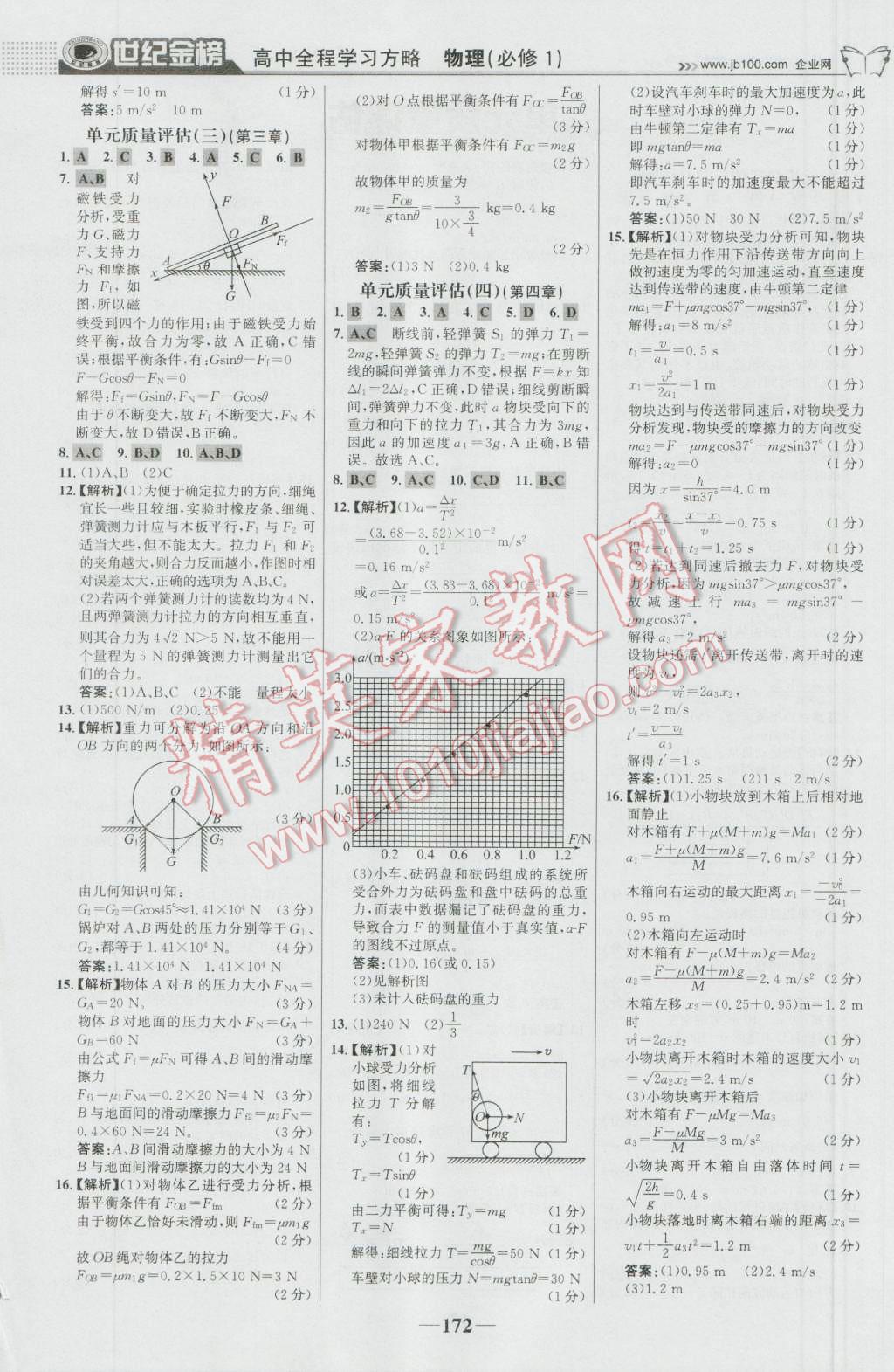 世紀(jì)金榜高中全程學(xué)習(xí)方略物理必修1人教版 參考答案第23頁