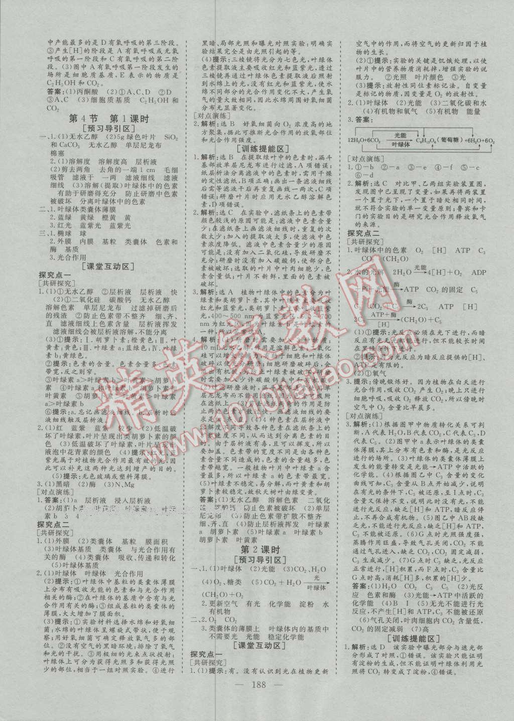 創(chuàng)新方案高中同步創(chuàng)新課堂高中生物必修1人教版 參考答案第10頁