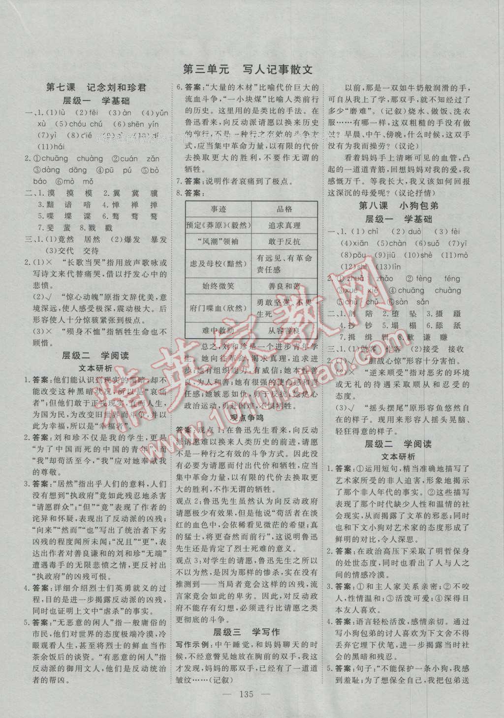 創(chuàng)新方案高中同步創(chuàng)新課堂高中語文必修1人教版 參考答案第5頁