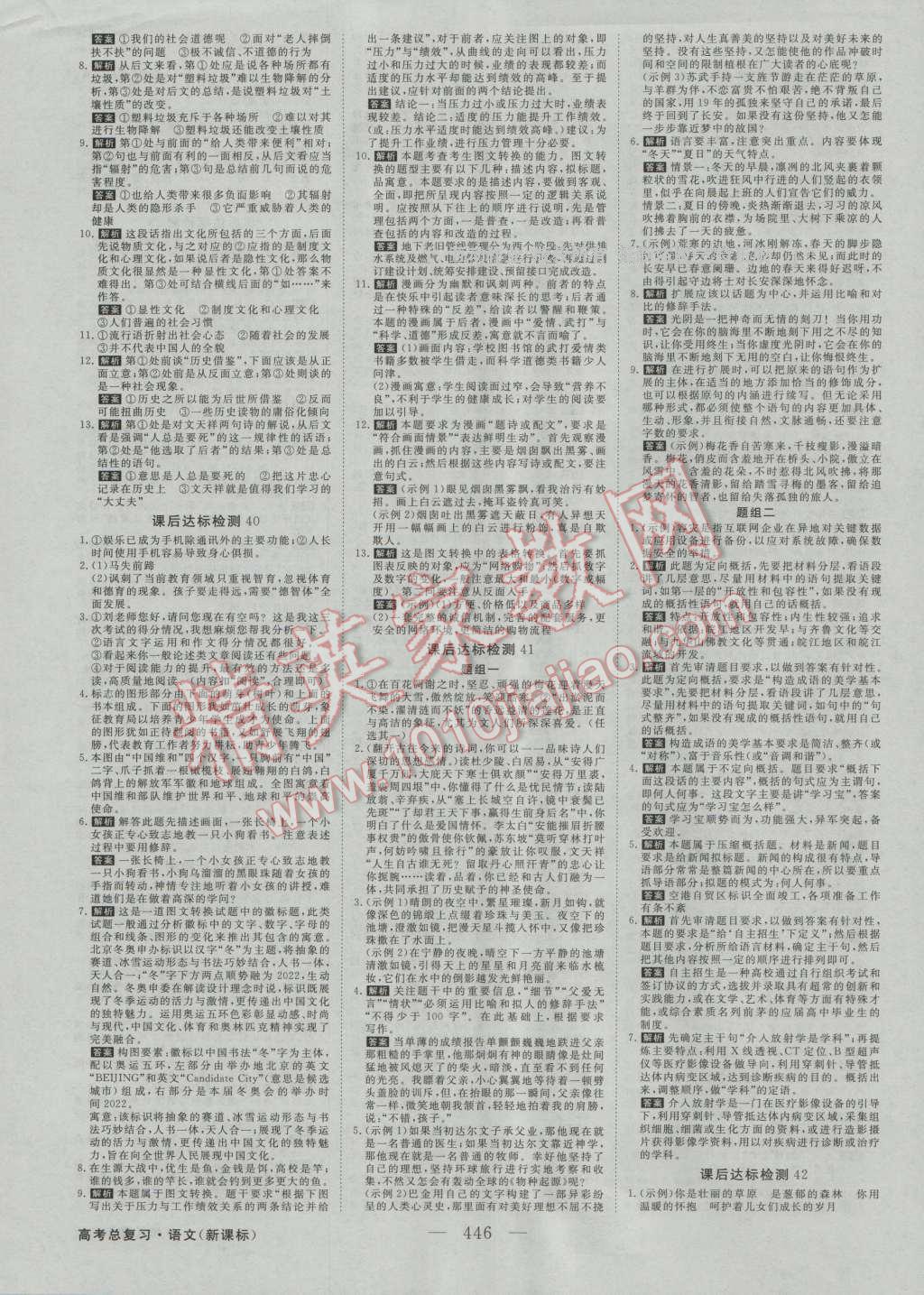 2017年高考总复习优化方案语文新课标 课后达标检测第15页