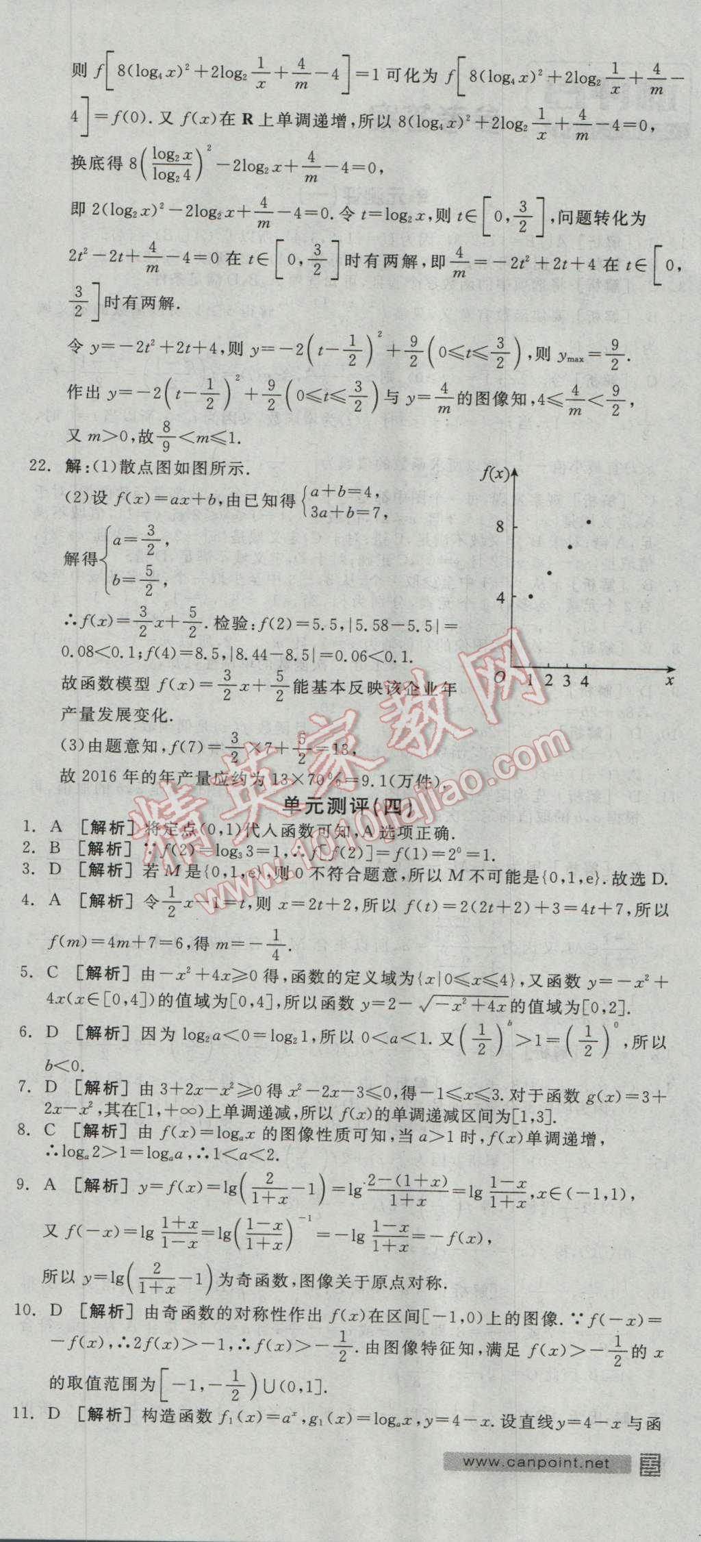 全品學(xué)練考高中數(shù)學(xué)必修1人教A版 測(cè)評(píng)卷答案第6頁