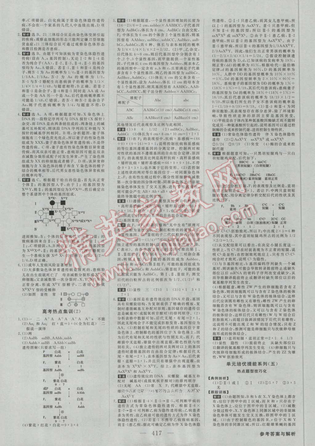 2017年高考总复习优化方案生物新课标 参考答案第16页