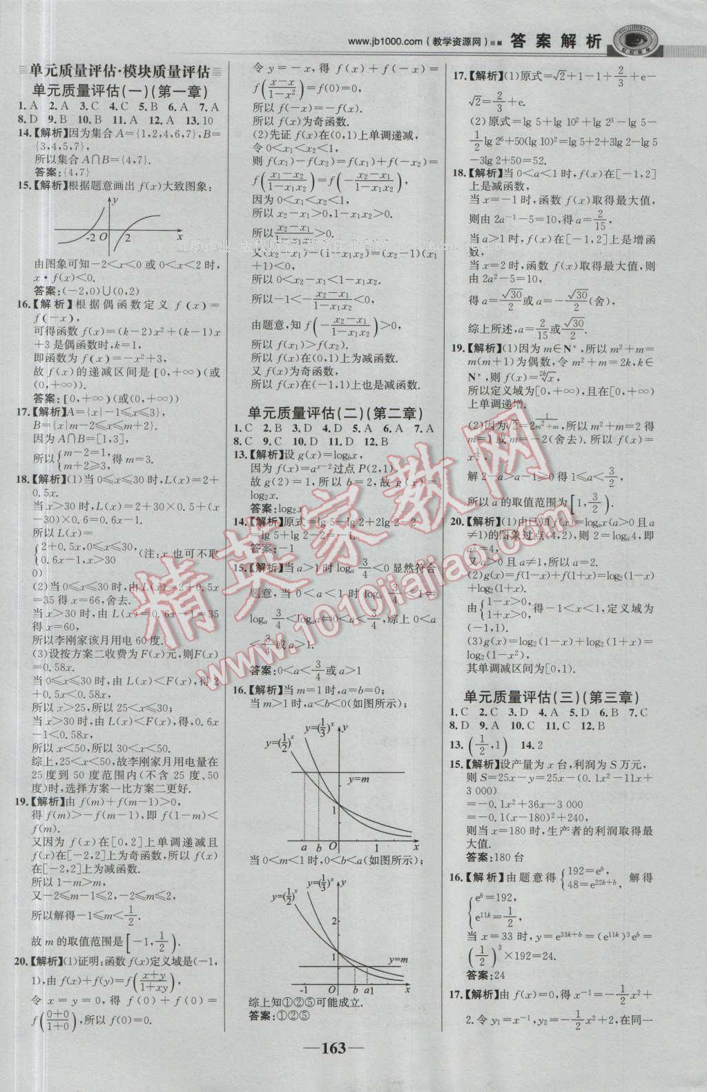 世紀金榜課時講練通數(shù)學必修1人教版 參考答案第22頁