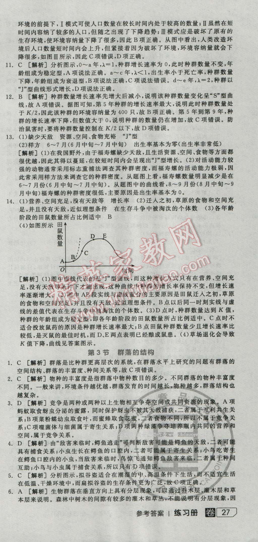 全品學(xué)練考高中生物必修3人教版 練習(xí)冊(cè)答案第22頁