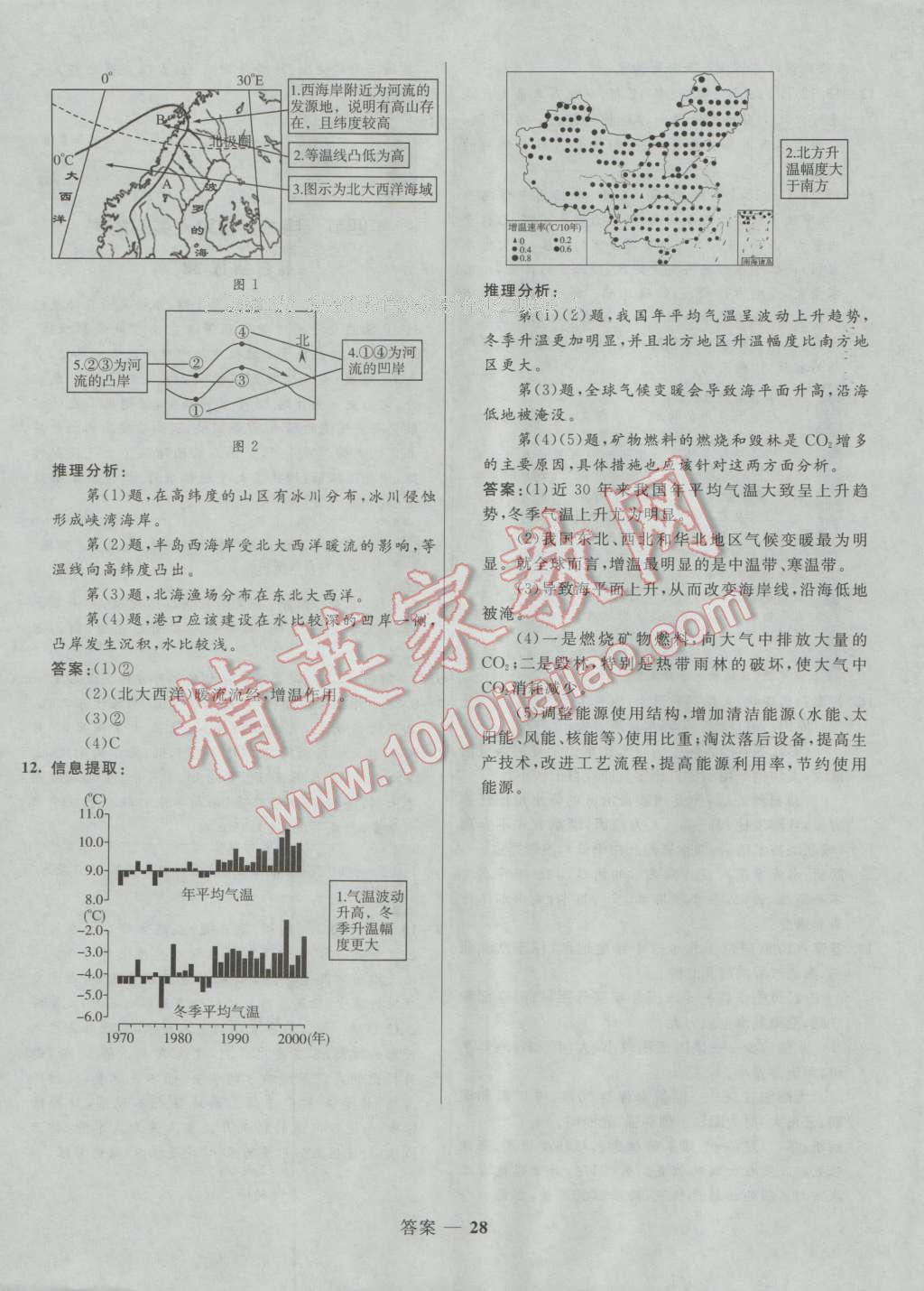 高中同步測(cè)控優(yōu)化訓(xùn)練地理必修1湘教版 參考答案第28頁