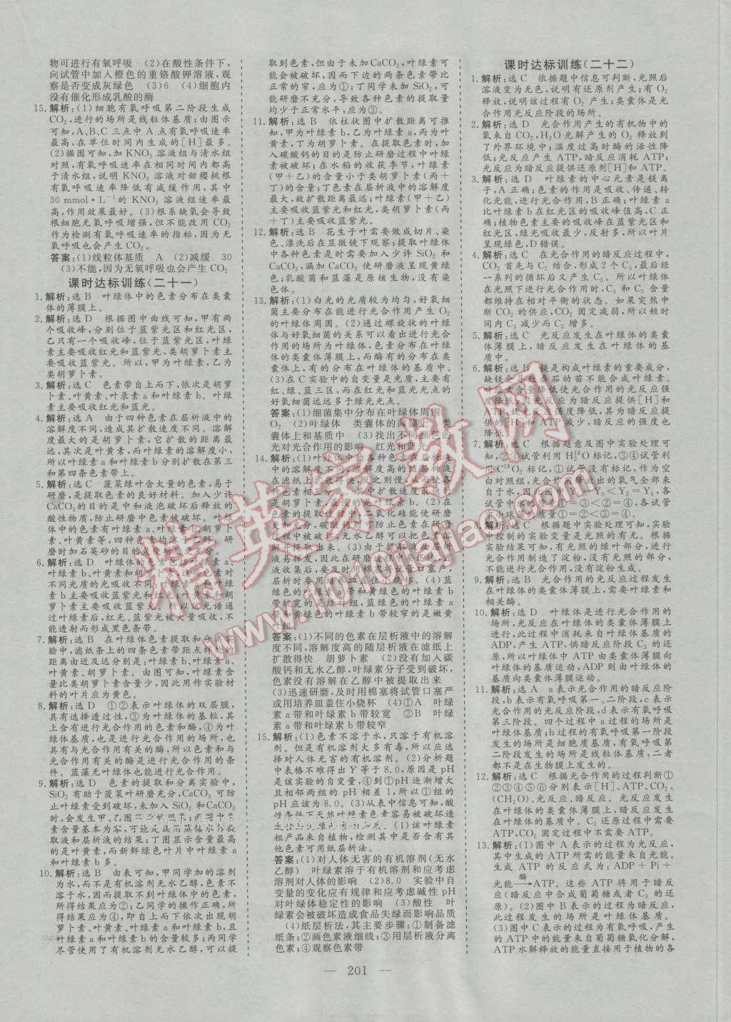 創(chuàng)新方案高中同步創(chuàng)新課堂高中生物必修1人教版 參考答案第23頁