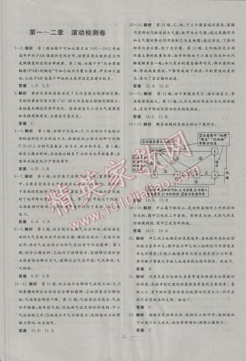 2016年一品課堂通關(guān)測評高中地理必修1人教版 單元檢測卷答案第5頁