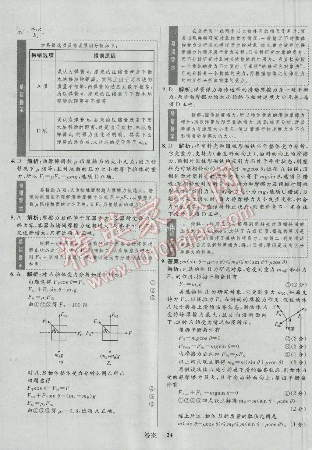 高中同步測(cè)控優(yōu)化訓(xùn)練物理必修1人教版 參考答案第24頁(yè)