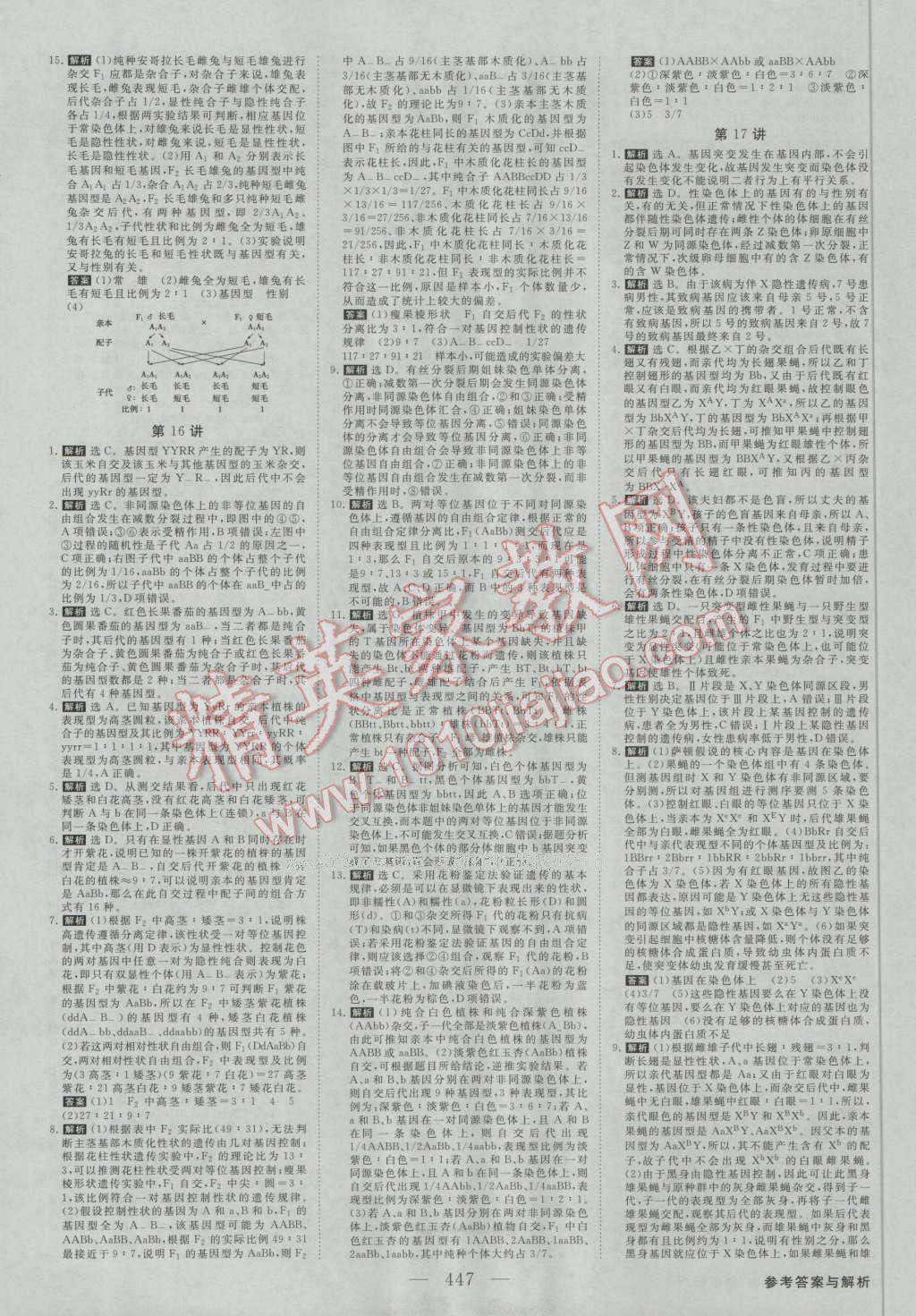 2017年高考总复习优化方案生物新课标 课后达标检测第10页