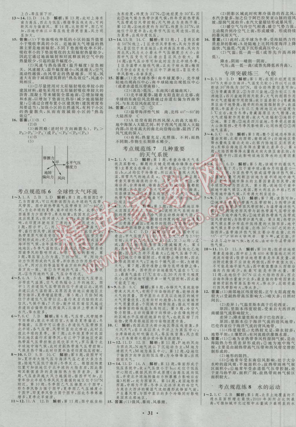 2017年高中總復(fù)習(xí)優(yōu)化設(shè)計一輪用書地理中圖版 參考答案第15頁