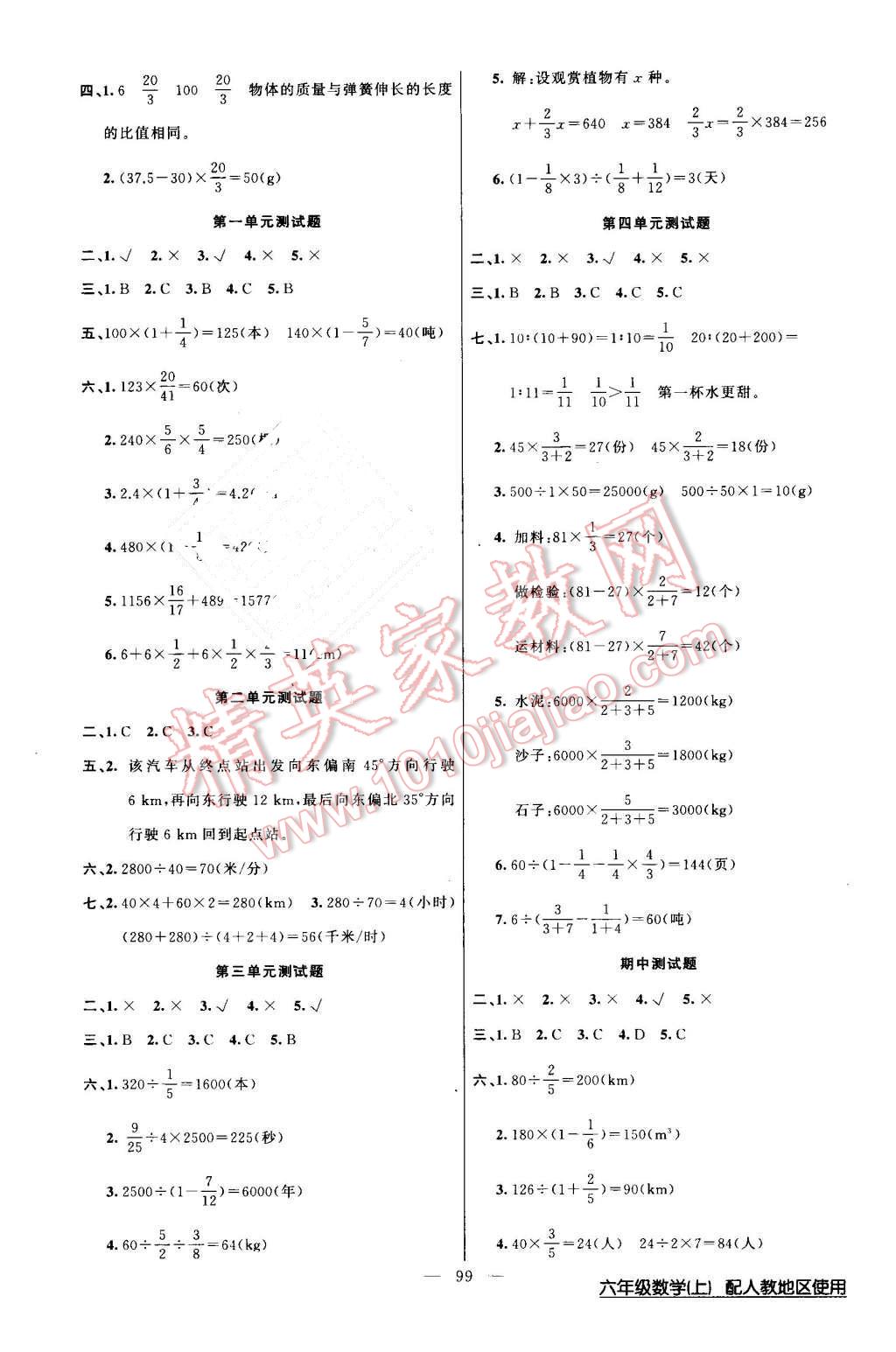 2016年黃岡100分闖關(guān)六年級(jí)數(shù)學(xué)上冊(cè)人教版 第7頁(yè)