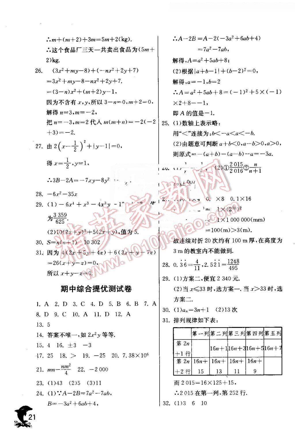 2016年實(shí)驗班提優(yōu)訓(xùn)練七年級數(shù)學(xué)上冊人教版 第21頁